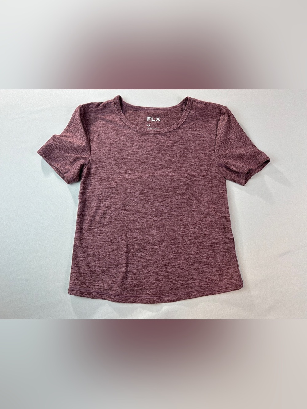 FLX Women's Short Sleeve Shirt XS Heathered Plum Crop Top